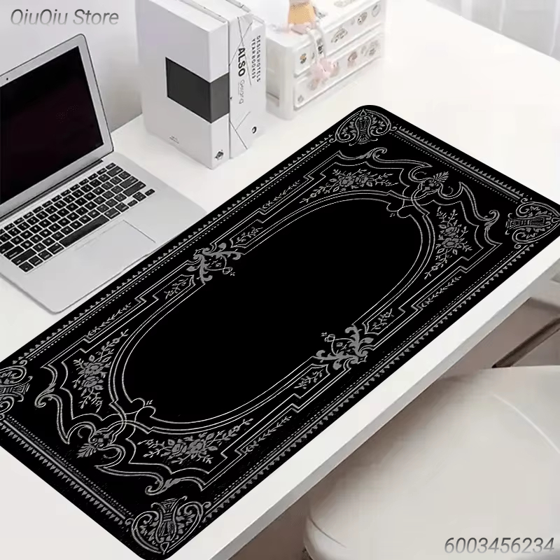 Retro Gaming Keyboard - Vintage Baroque Floral Frame XXL Mouse