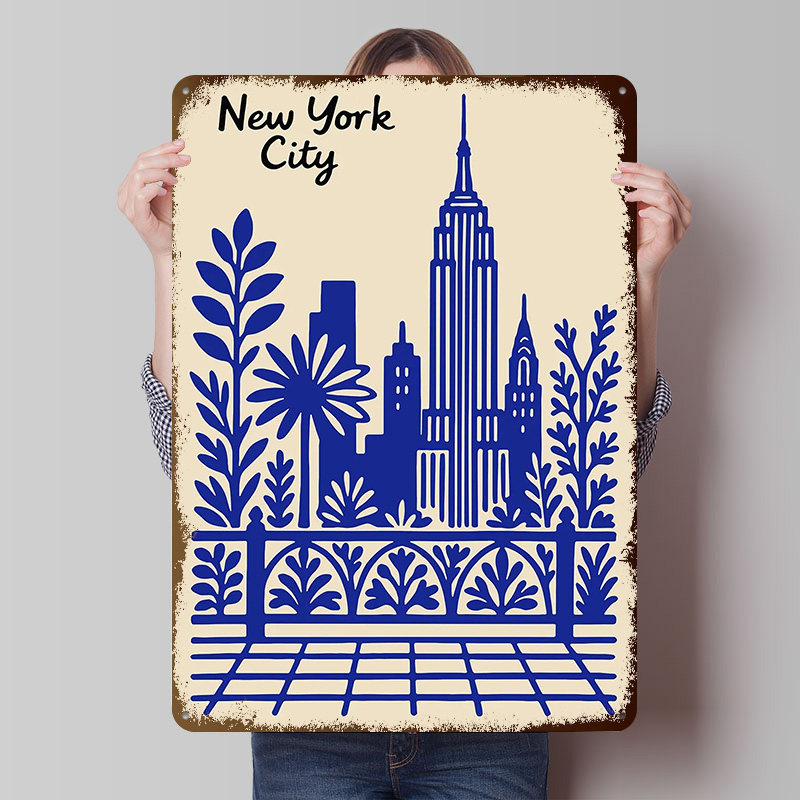 Retro Gaming At Home - New York City Blue Poster Customized