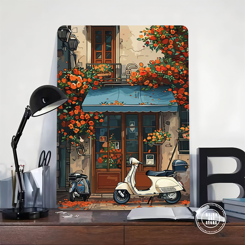 Vintage Scooter Shop Poster Cu - Retro Gaming At Home ulasan dan harga