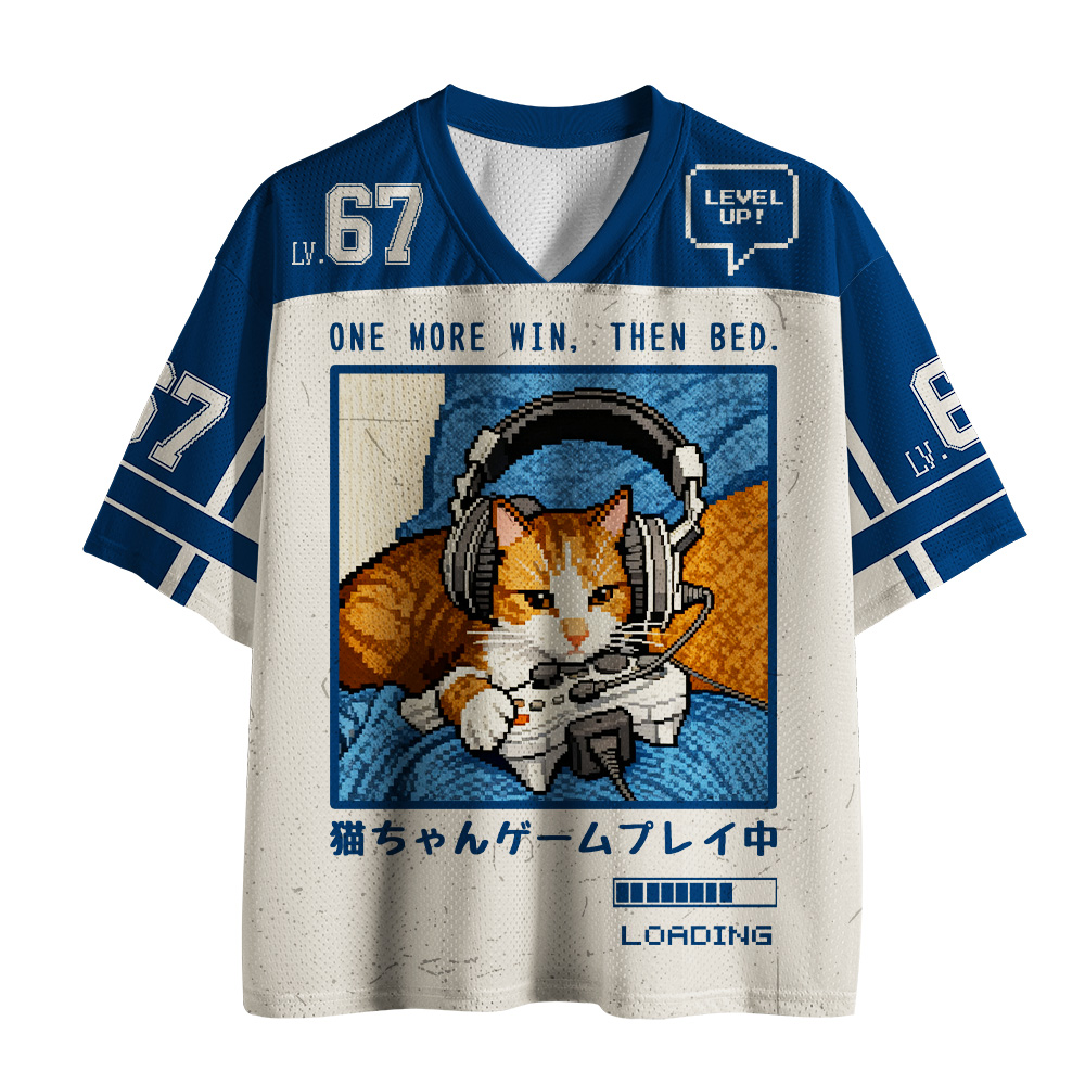 Unisex Funny Gamer Cat Jersey  - Retro Gaming Jersey ulasan dan harga
