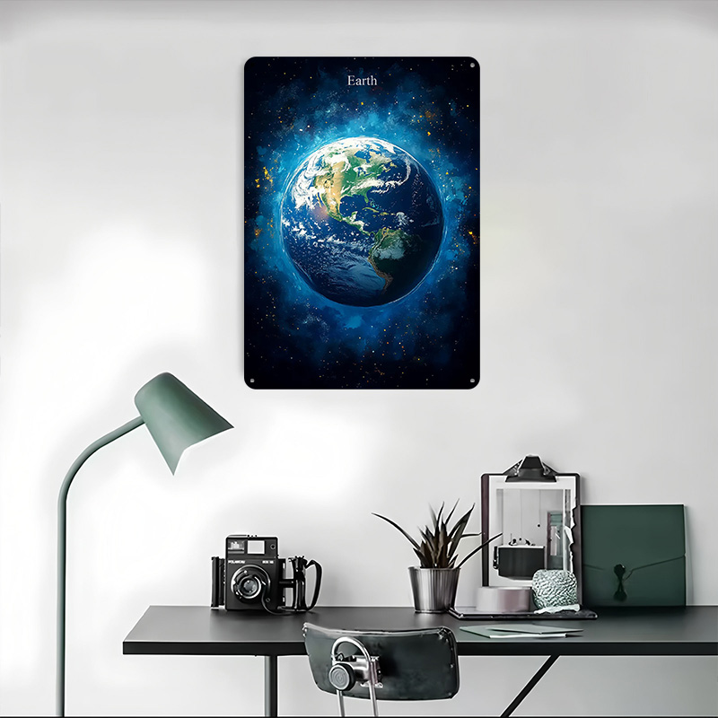 Earth in Space Tin Poster Cust - Retro Gaming Space ulasan dan harga