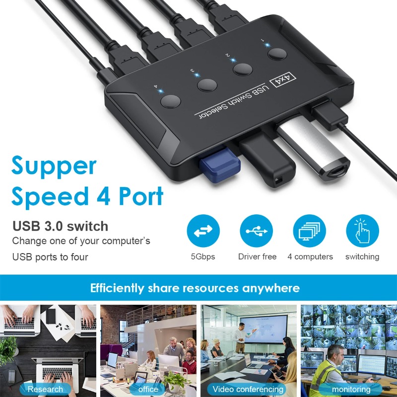 4 In 4 Out KVM USB3.0 Switch S - Controller Adapter Usb ulasan dan harga