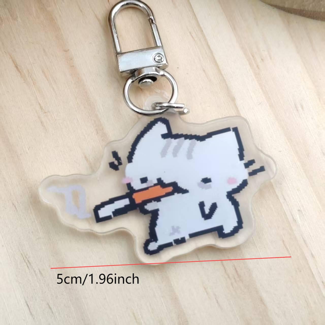 2d Flat Pixel Cat Keychain - G - Retro Gaming Design ulasan dan harga
