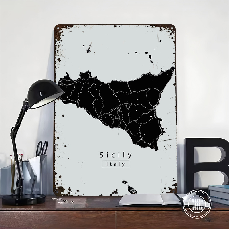 Sicily Island Map Poster Custo - Retro Gaming Island ulasan dan harga