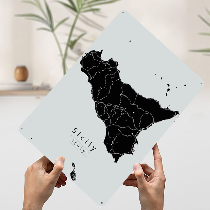 Sicily Island Map Poster Custo - Retro Gaming Island ulasan dan harga